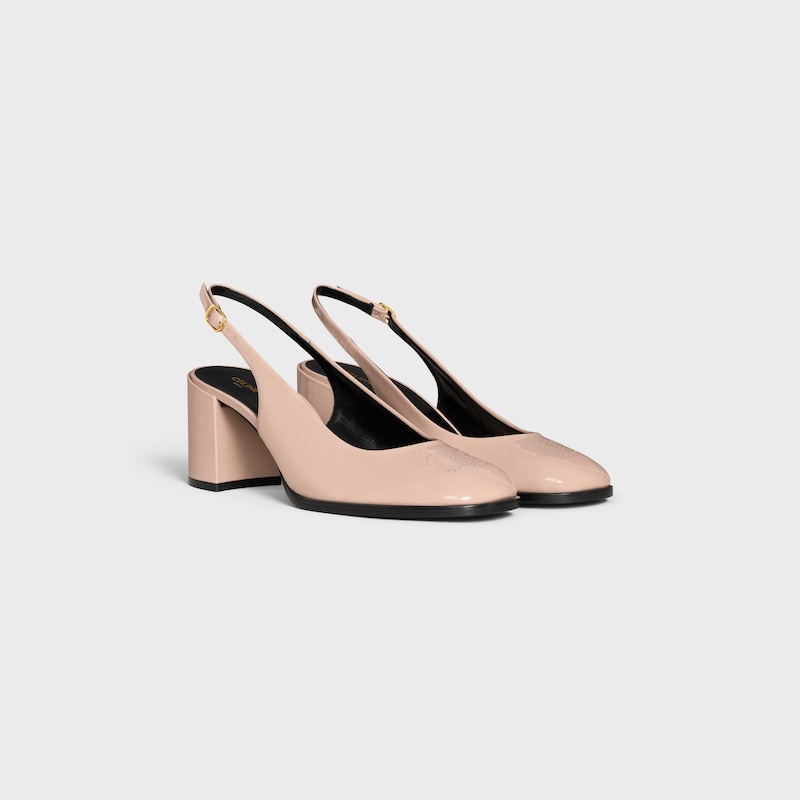 celine lily perforated triomphe slingback aus lackiertem kalbsleder
