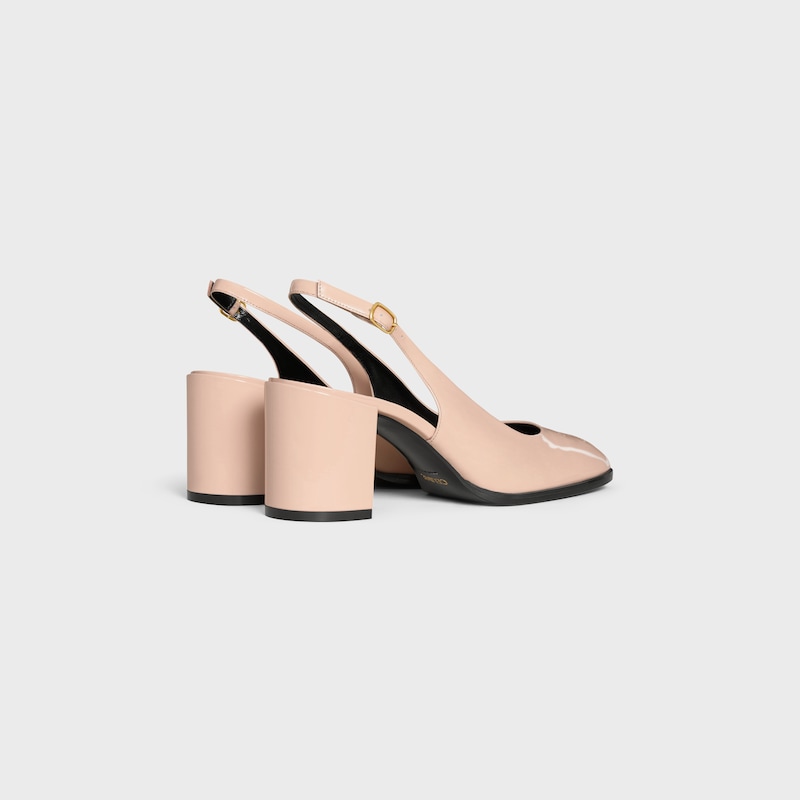 celine lily perforated triomphe slingback aus lackiertem kalbsleder