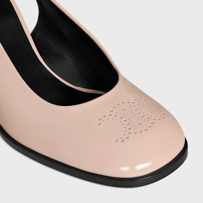celine lily perforated triomphe slingback aus lackiertem kalbsleder