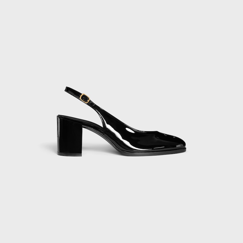 celine lily perforated triomphe slingback aus lackiertem kalbsleder