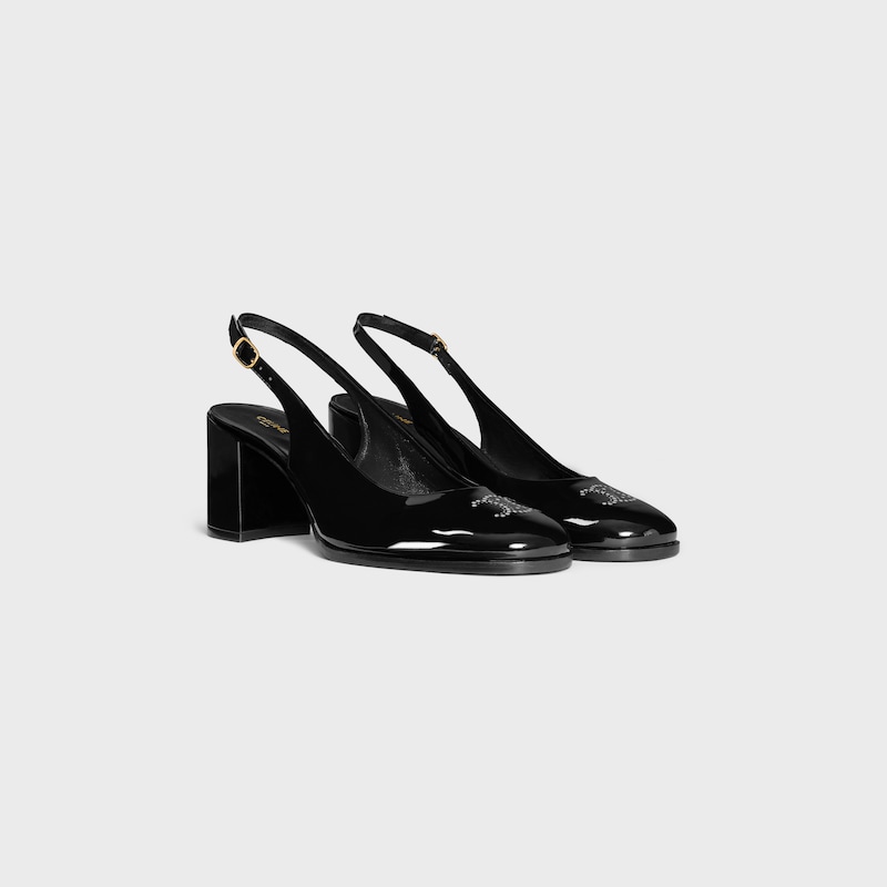 celine lily perforated triomphe slingback aus lackiertem kalbsleder