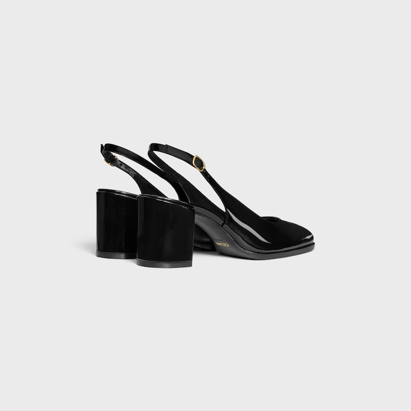 celine lily perforated triomphe slingback aus lackiertem kalbsleder