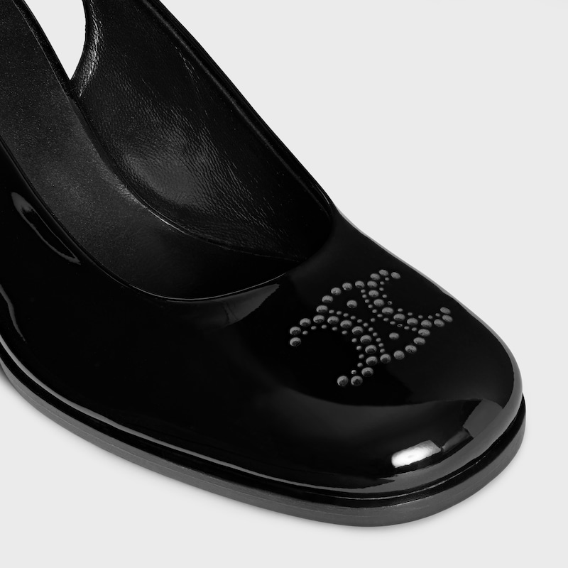 celine lily perforated triomphe slingback aus lackiertem kalbsleder