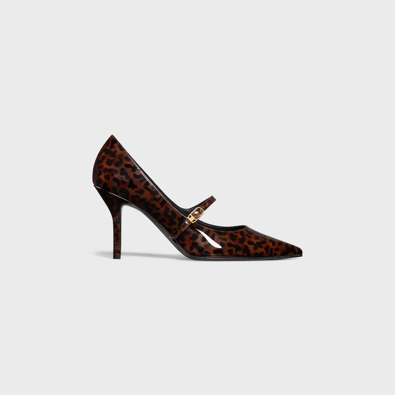celine judy strappy pumps aus leoparden-lackkalbleder