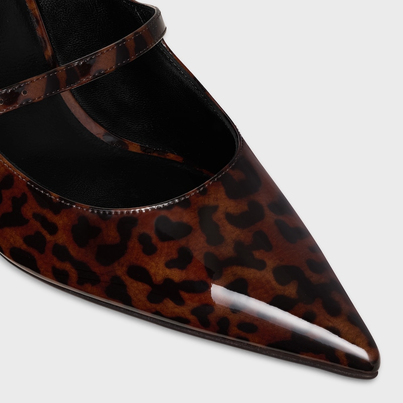 celine judy strappy pumps aus leoparden-lackkalbleder