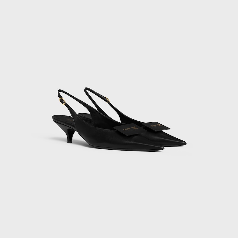 signature - slingback mit etikett aus lammleder