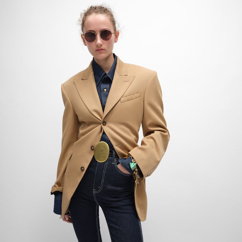 colonne-jacke aus diagonal geflochtener wolle