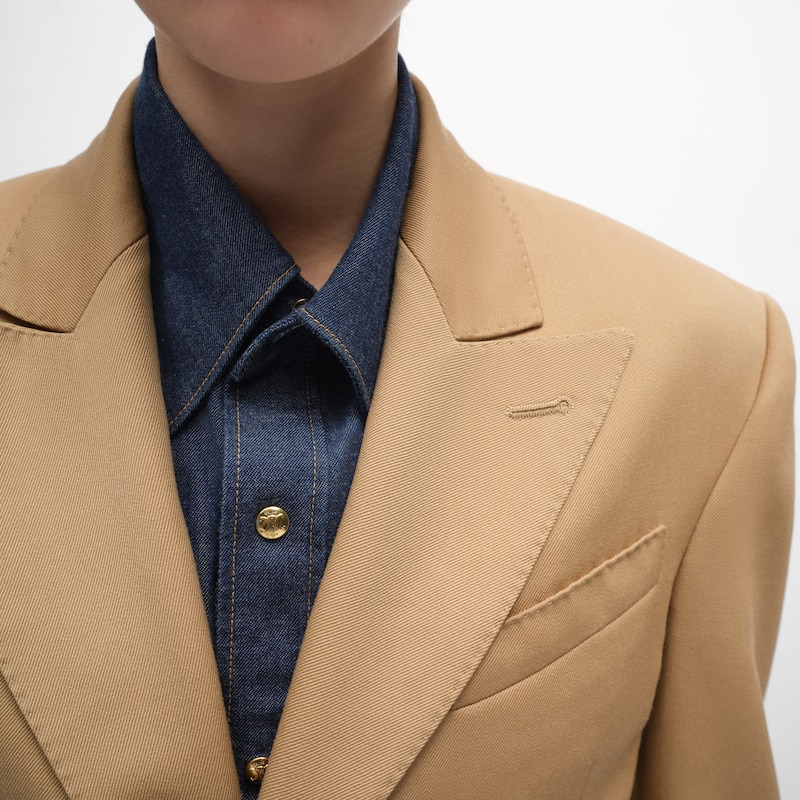 colonne-jacke aus diagonal geflochtener wolle