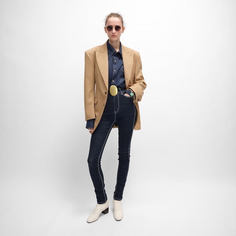 colonne-jacke aus diagonal geflochtener wolle
