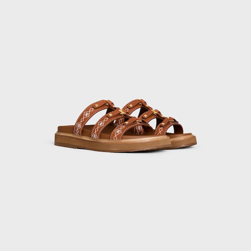 celine - tippi slide in stickerei aus kalbsleder