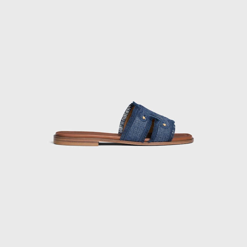 celine marina fransen-mule in denim