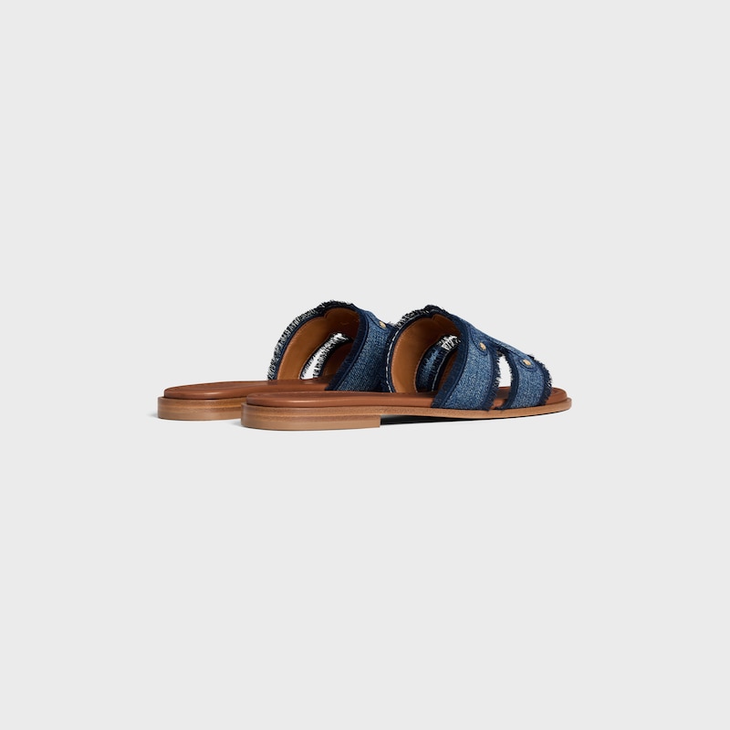 celine marina fransen-mule in denim