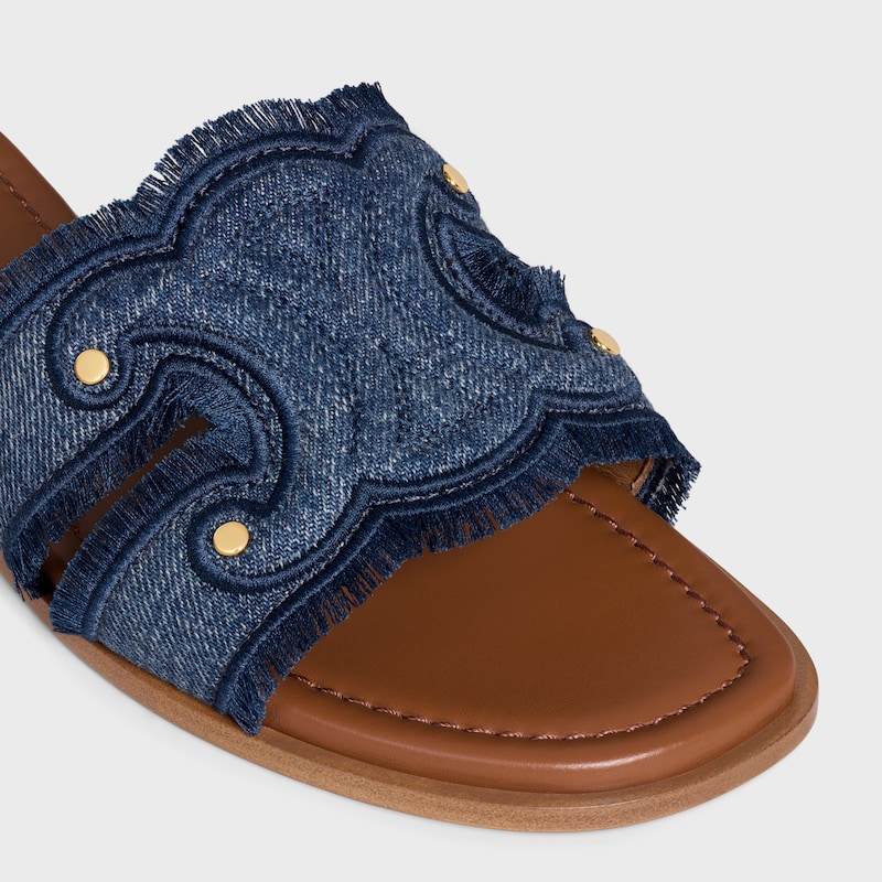 celine marina fransen-mule in denim
