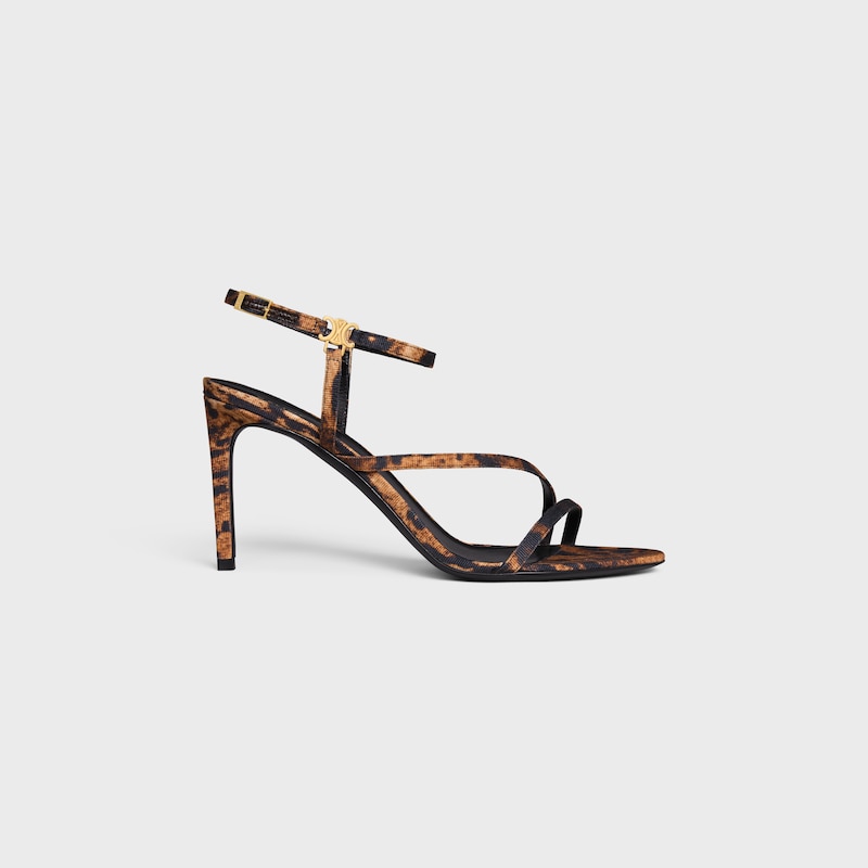 celine ava sandale aus leoparden-gedrucktem gros-grain-gewebe