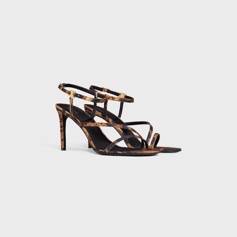 celine ava sandale aus leoparden-gedrucktem gros-grain-gewebe