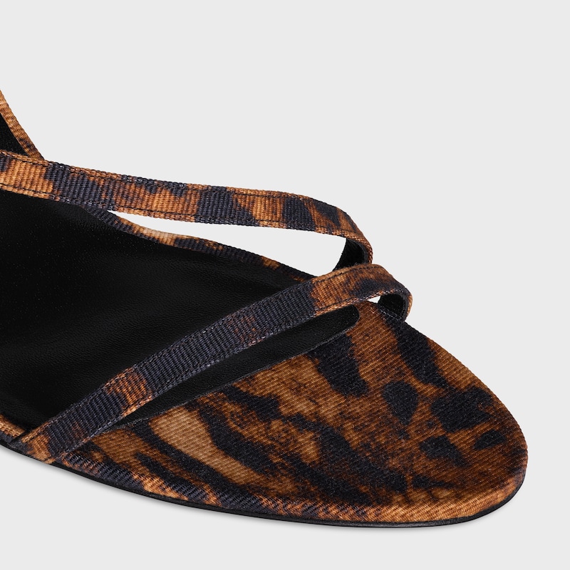 celine ava sandale aus leoparden-gedrucktem gros-grain-gewebe