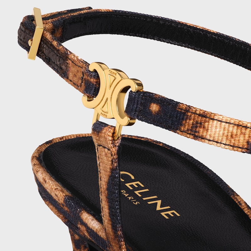 celine ava sandale aus leoparden-gedrucktem gros-grain-gewebe