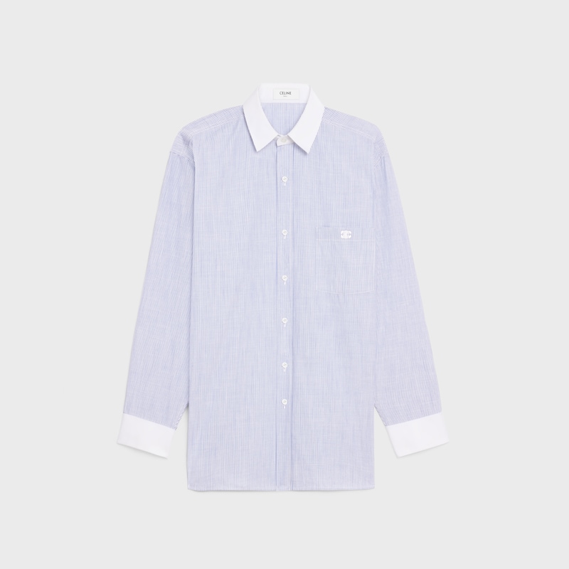 oversize-hemd aus gestreifter chambray-baumwolle
