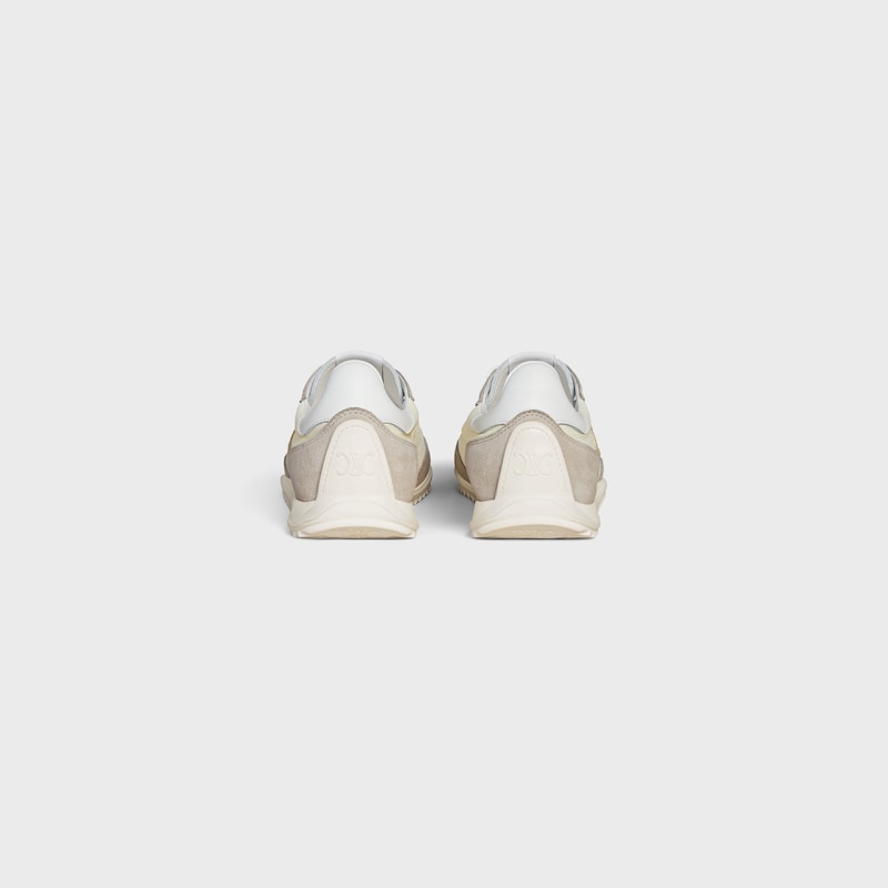 celine racer - niedriger sneaker mit triomphe-motiven aus nylon wildleder und kalbsleder