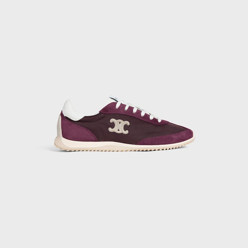 celine racer - niedriger sneaker mit triomphe-motiven aus nylon wildleder und kalbsleder