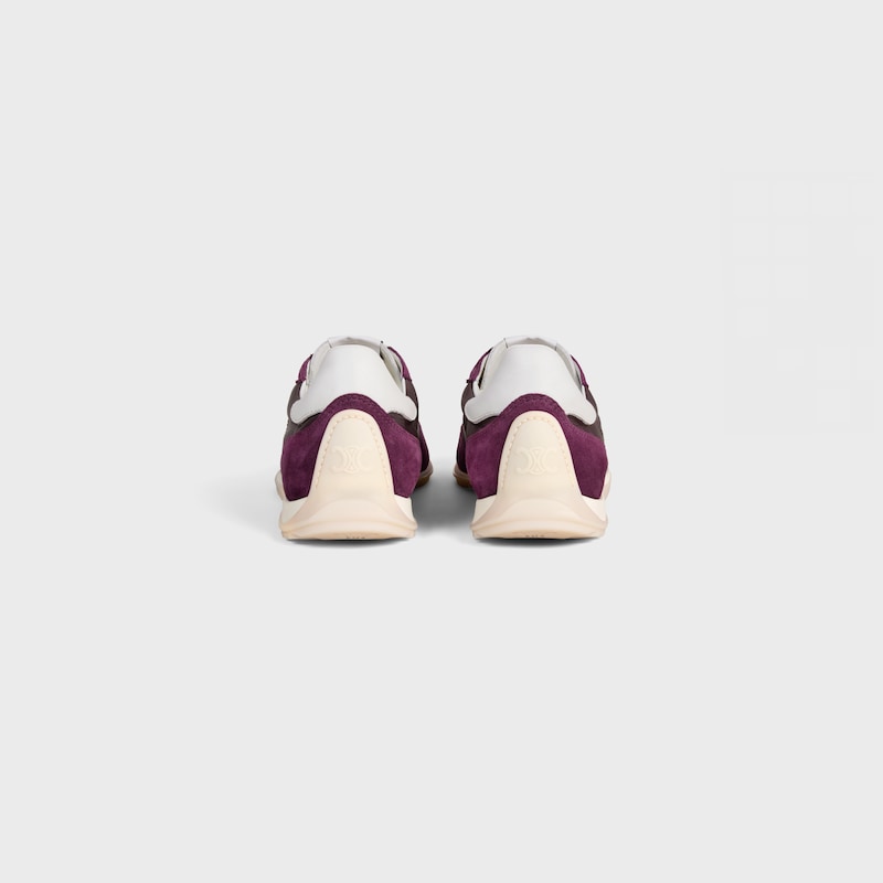 celine racer - niedriger sneaker mit triomphe-motiven aus nylon wildleder und kalbsleder