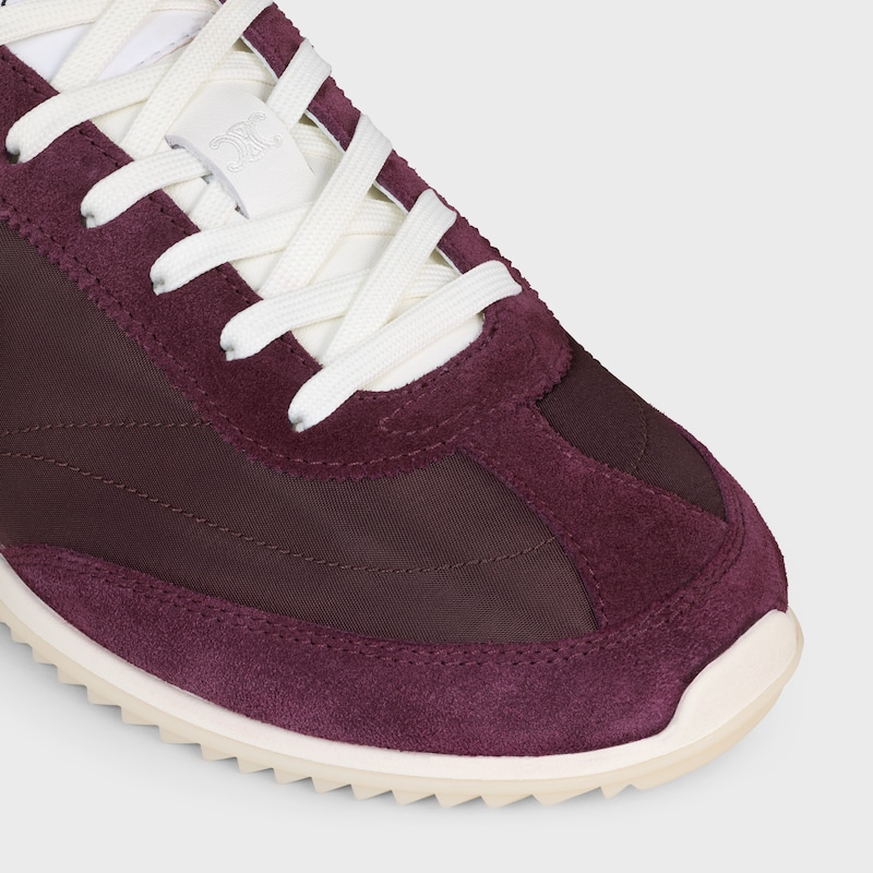 celine racer - niedriger sneaker mit triomphe-motiven aus nylon wildleder und kalbsleder