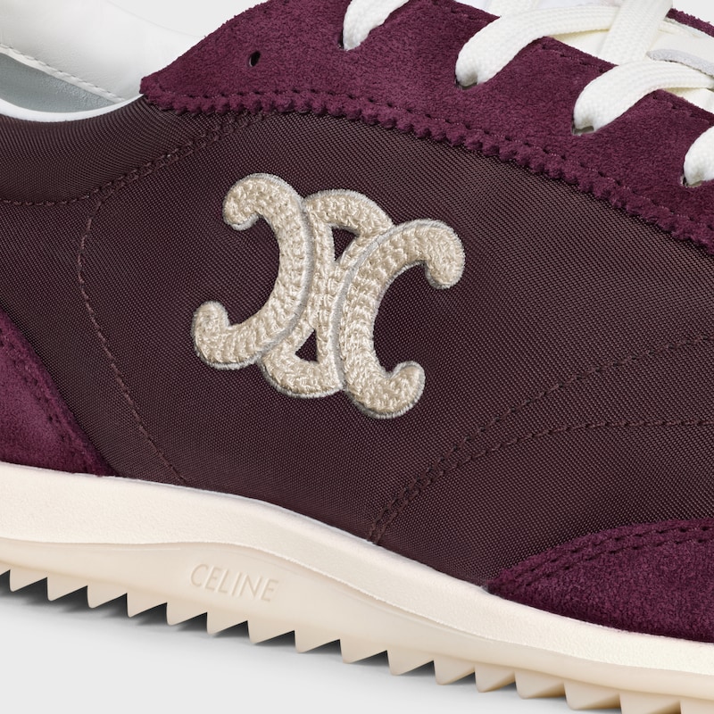 celine racer - niedriger sneaker mit triomphe-motiven aus nylon wildleder und kalbsleder