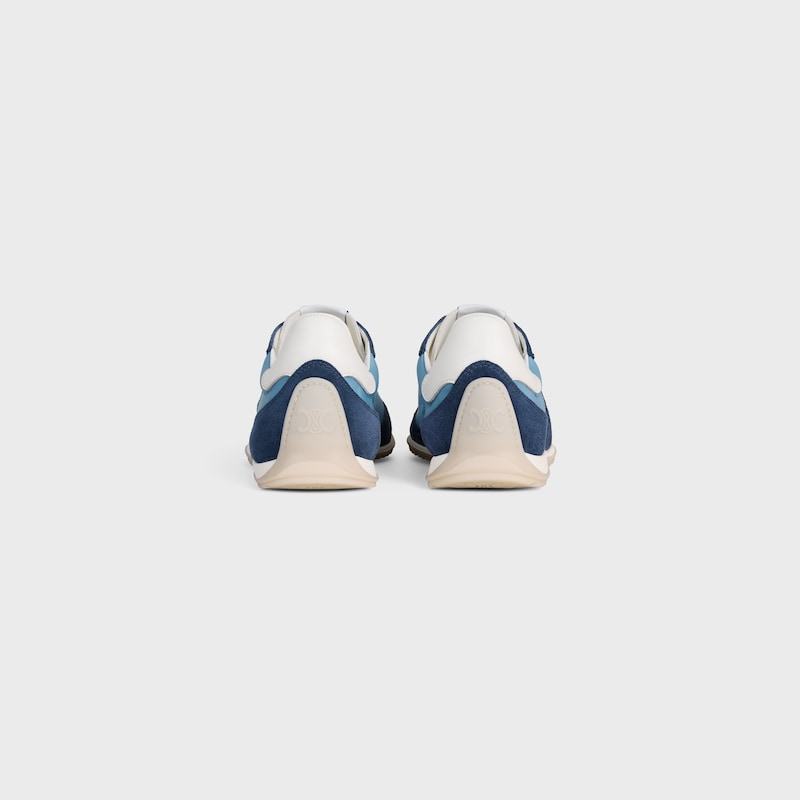 celine racer - niedriger sneaker mit triomphe-motiven aus nylon wildleder und kalbsleder