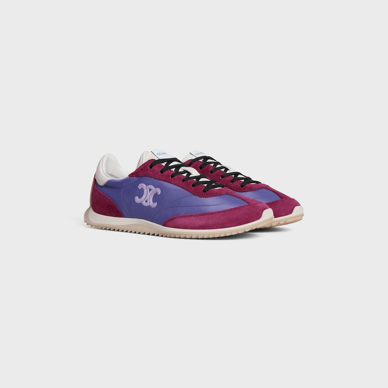 celine racer – niedriger sneaker aus nylon wildleder und kalbsleder