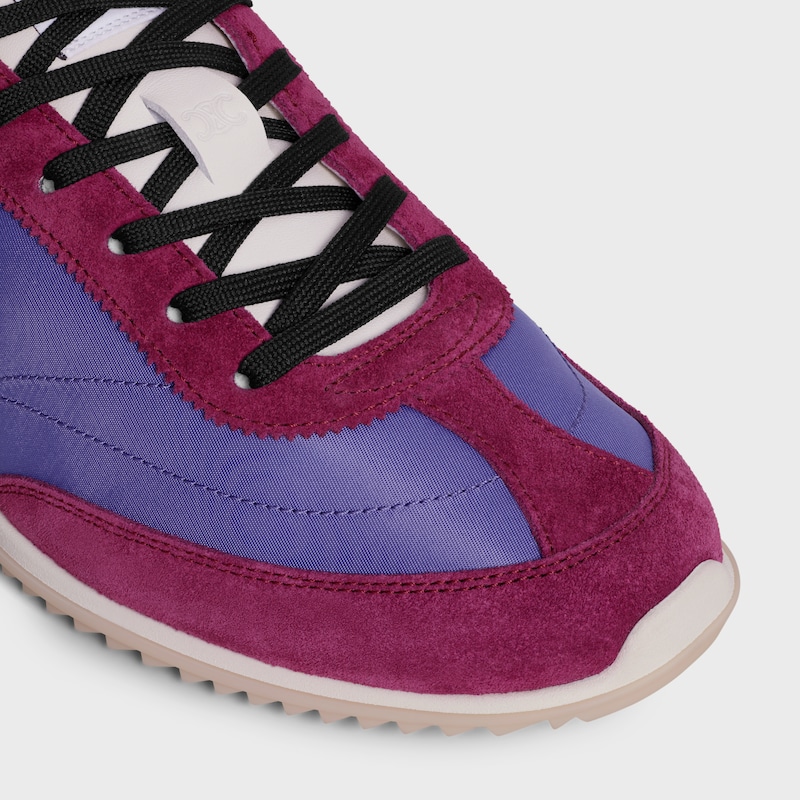 celine racer – niedriger sneaker aus nylon wildleder und kalbsleder