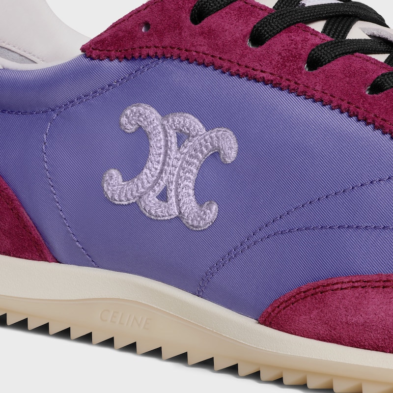 celine racer – niedriger sneaker aus nylon wildleder und kalbsleder