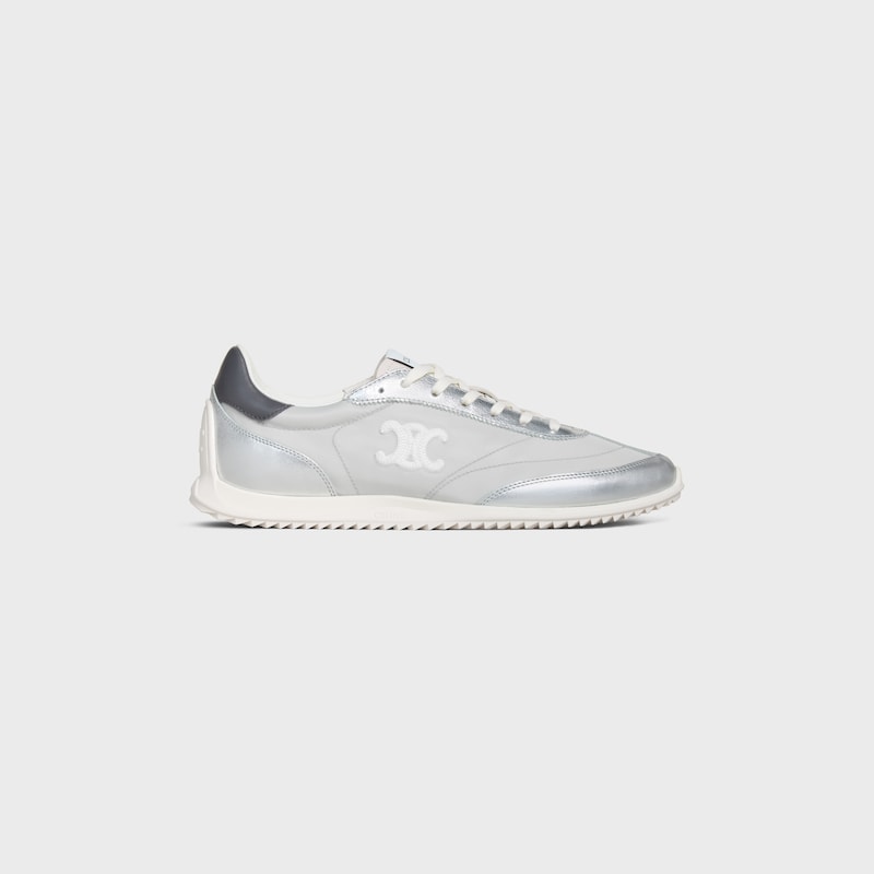 celine racer - niedriger sneaker mit triomphe-motiven aus nylon laminiertem kalbsleder und kalbsleder