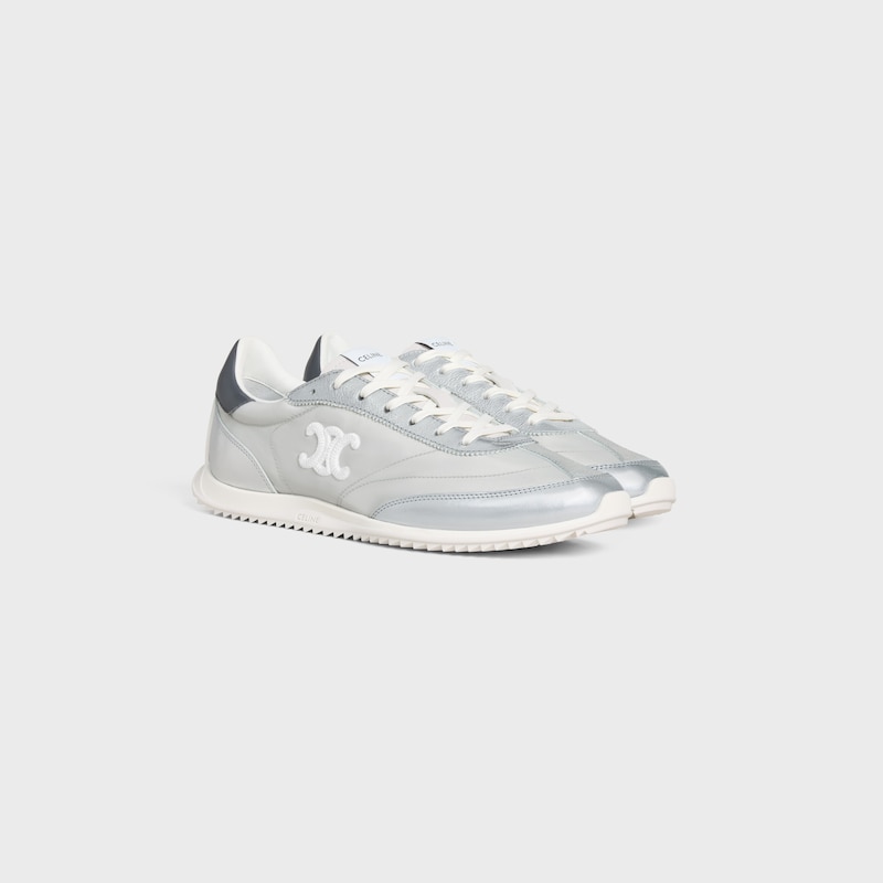 celine racer - niedriger sneaker mit triomphe-motiven aus nylon laminiertem kalbsleder und kalbsleder