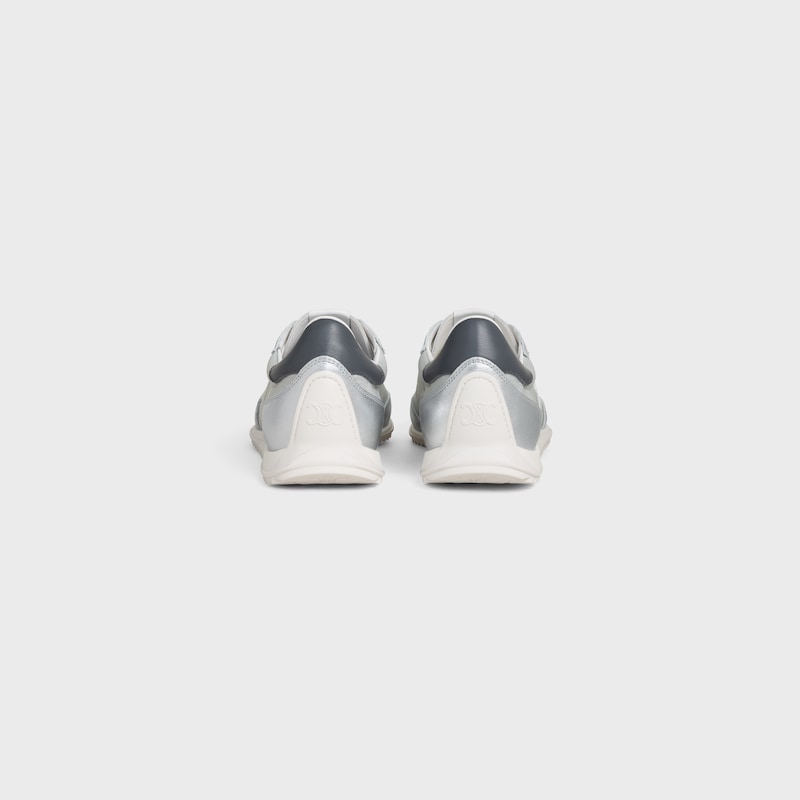 celine racer - niedriger sneaker mit triomphe-motiven aus nylon laminiertem kalbsleder und kalbsleder
