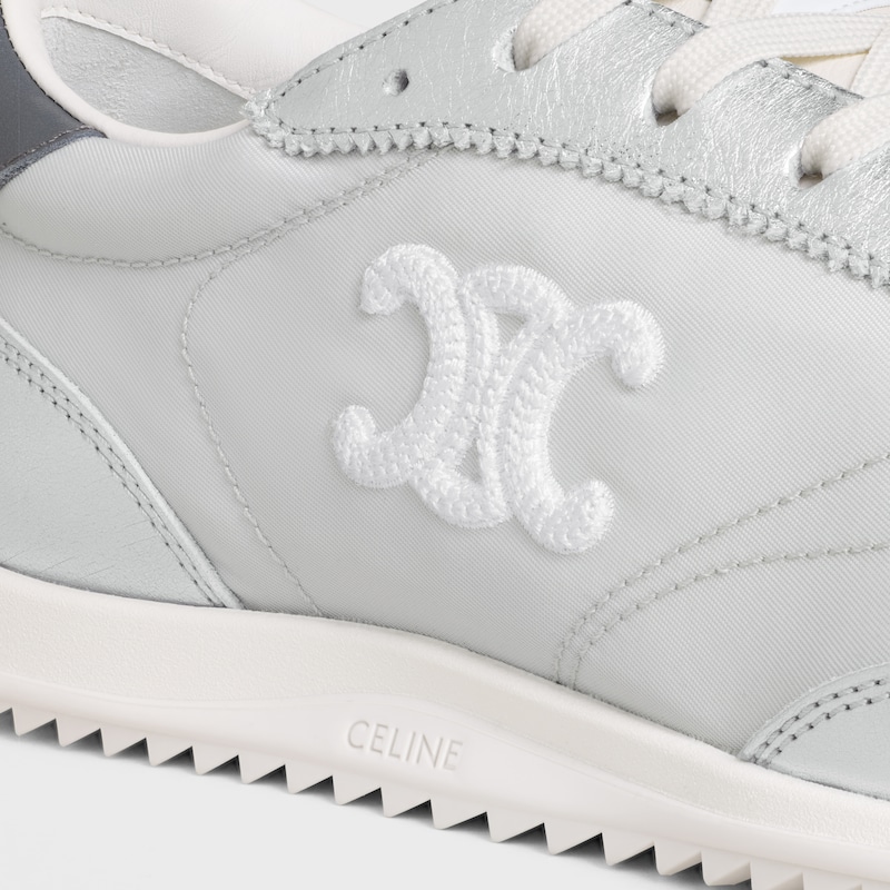 celine racer - niedriger sneaker mit triomphe-motiven aus nylon laminiertem kalbsleder und kalbsleder
