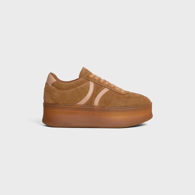 celine - block sneaker mit back triomphe und keilsohle aus wildleder und kalbsleder