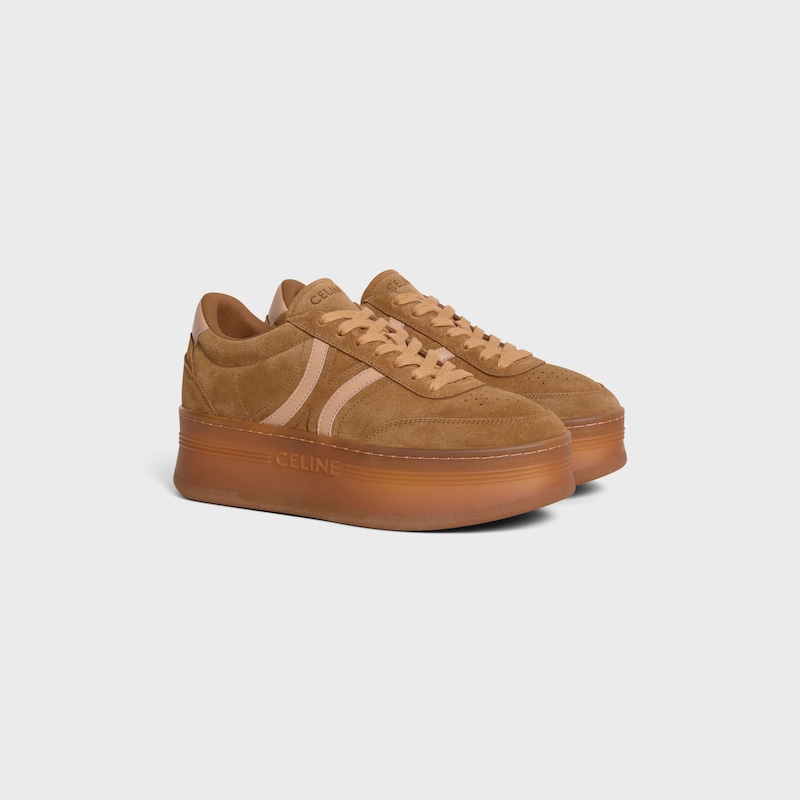 celine - block sneaker mit back triomphe und keilsohle aus wildleder und kalbsleder