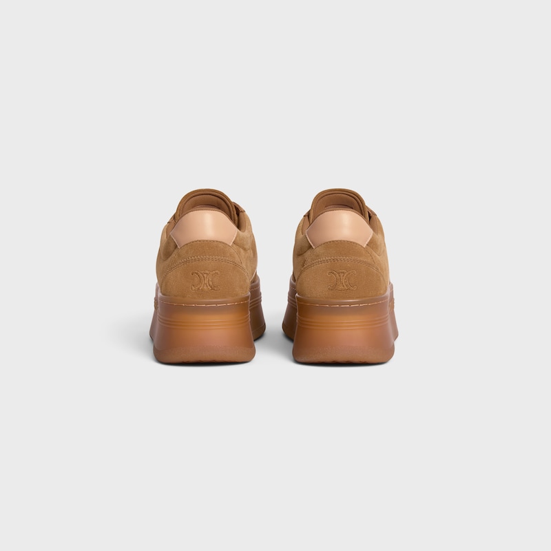 celine - block sneaker mit back triomphe und keilsohle aus wildleder und kalbsleder
