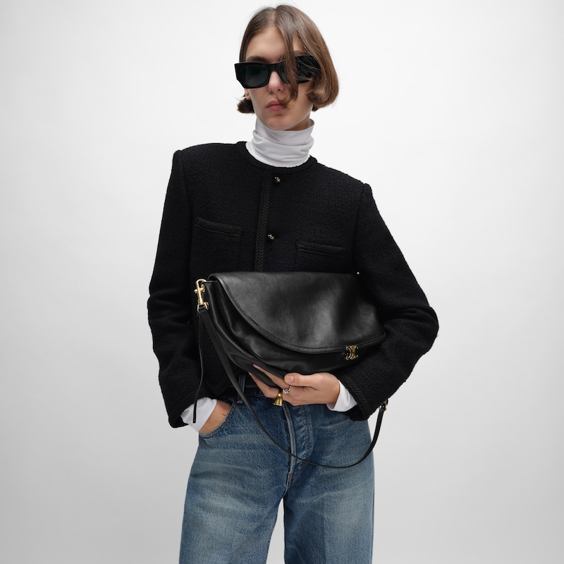 halfmoon soft triomphe tasche aus geschmacksrichtigem glÄnzendes lammleder
