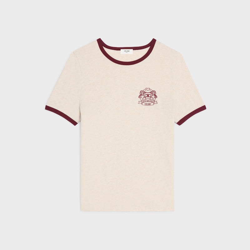 t-shirt mit 70er-jahre-wappen aus baumwolljersey