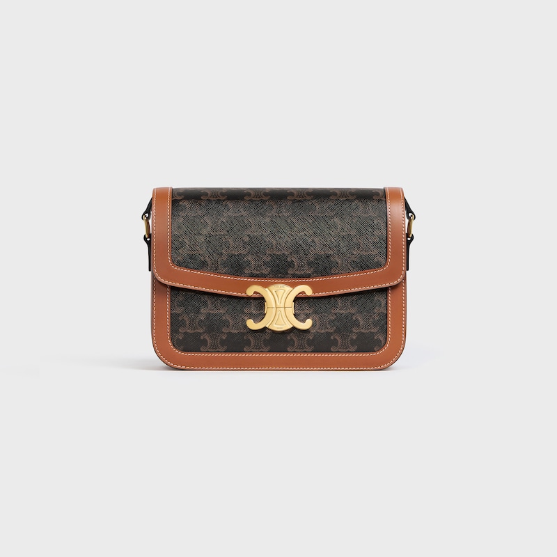klassische triomphe-tasche aus triomphe-canvas und kalbsleder