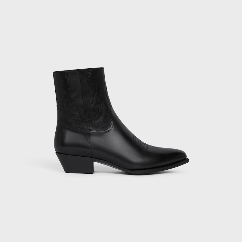 celine western-stiefel mit reißverschluss aus kalbsleder