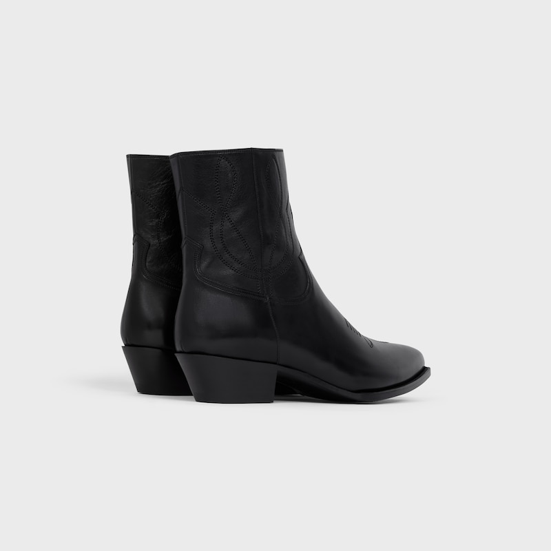 celine western-stiefel mit reißverschluss aus kalbsleder