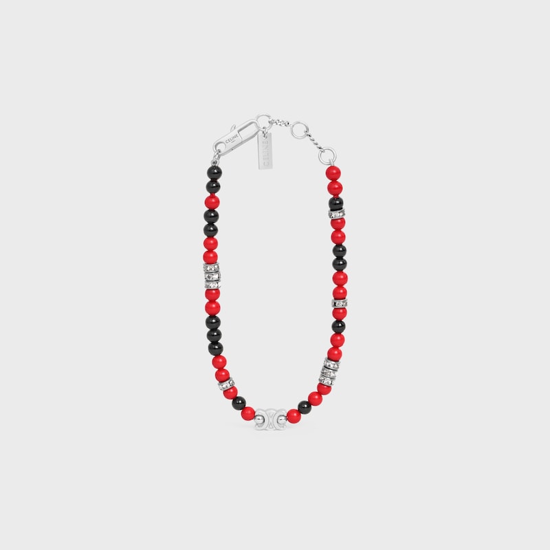 san onofre triomphe armband aus onyx harzperlen strass und messing mit rhodium-finish