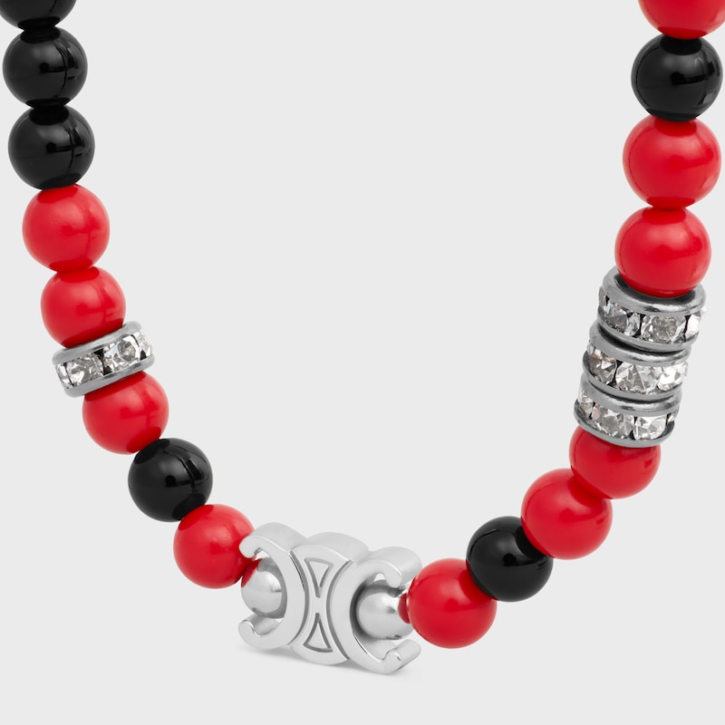 san onofre triomphe armband aus onyx harzperlen strass und messing mit rhodium-finish