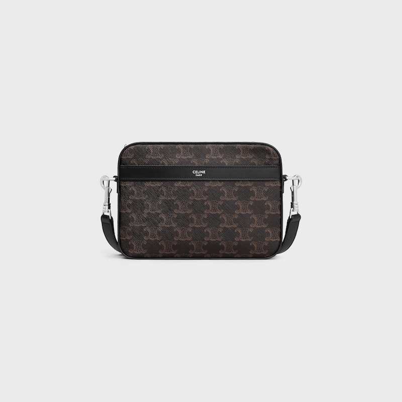 kleine messenger-tasche aus triomphe-canvas und kalbsleder