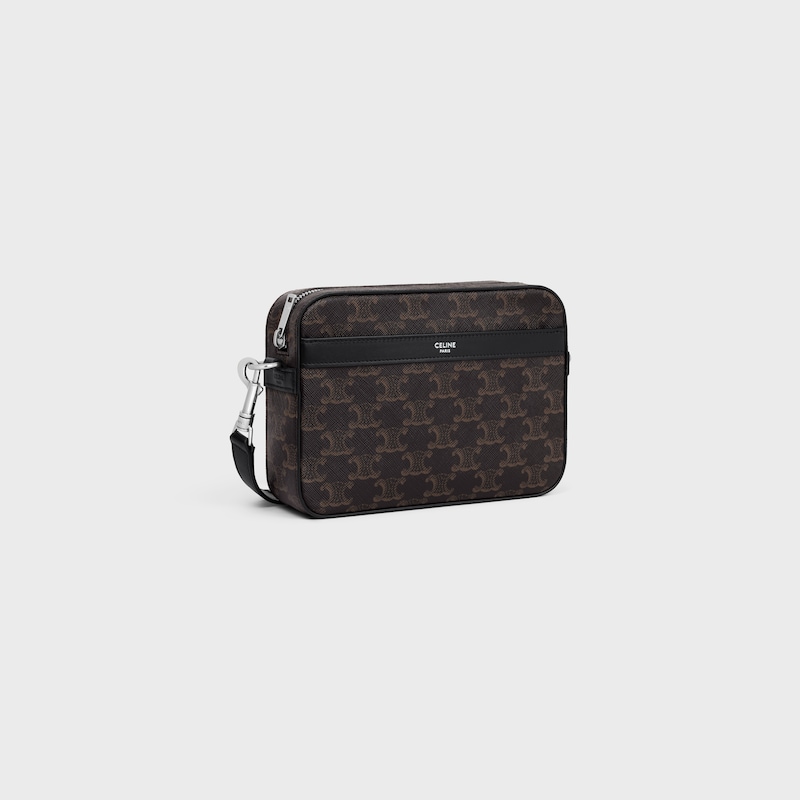 kleine messenger-tasche aus triomphe-canvas und kalbsleder