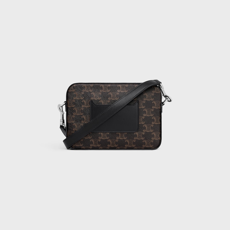 kleine messenger-tasche aus triomphe-canvas und kalbsleder