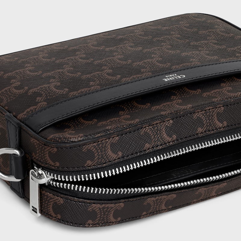 kleine messenger-tasche aus triomphe-canvas und kalbsleder
