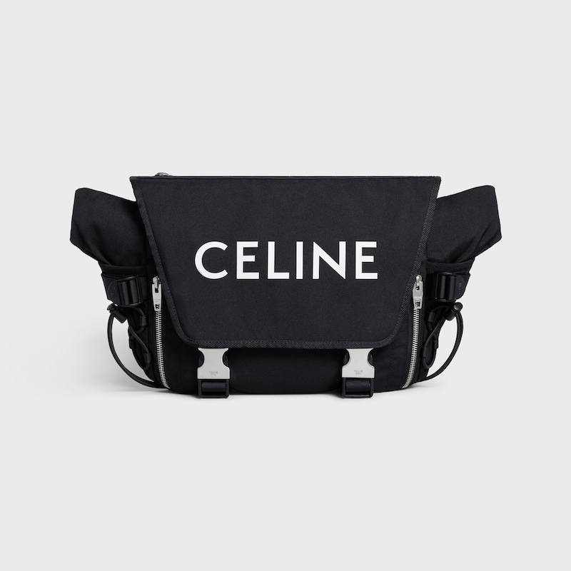mittelgrosse trekkingtasche aus nylon mit celine-print